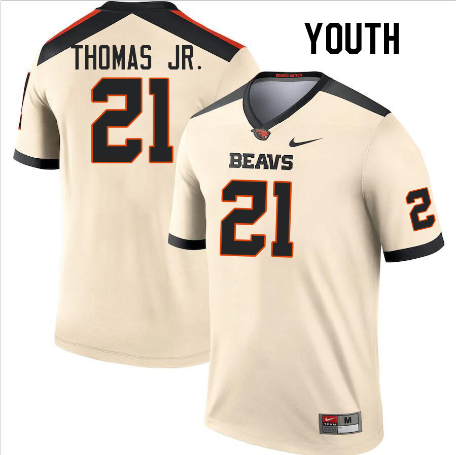 Youth #21 Noble Thomas Jr. Oregon State Beavers College Football Jerseys Stitched-Cream